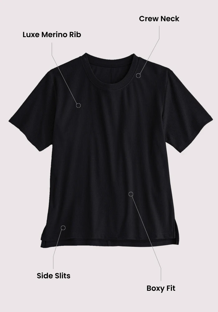 Delia Ribbed Short Sleeve - Black - Image 10