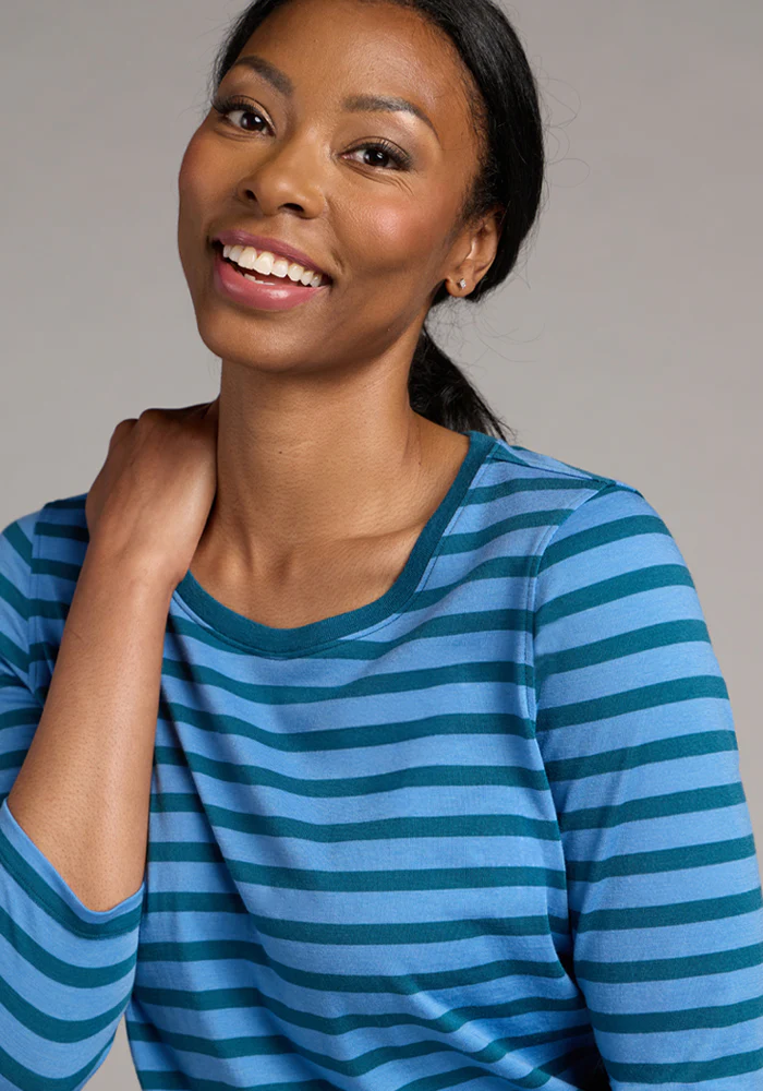 Jenny 3/4 Sleeve Crew Neck - Coastal Stripe - Image 2