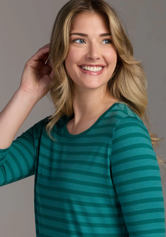 Jenny 3/4 Sleeve Crew Neck - Woodland Stripe - Image 2