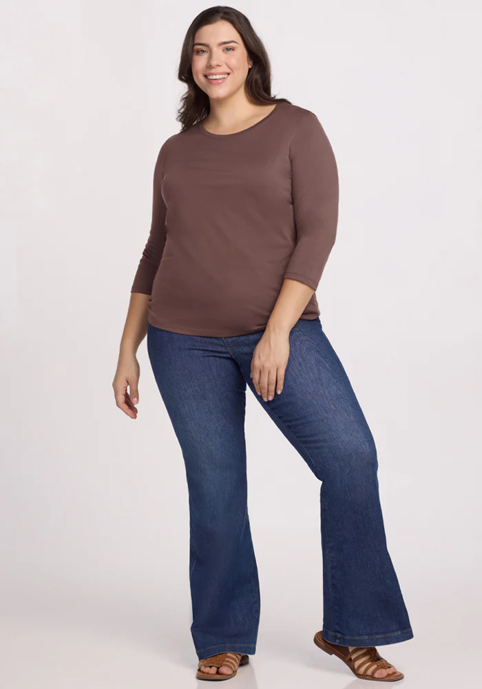 Jenny 3/4 Sleeve Crew Neck - Peppercorn - Image 11