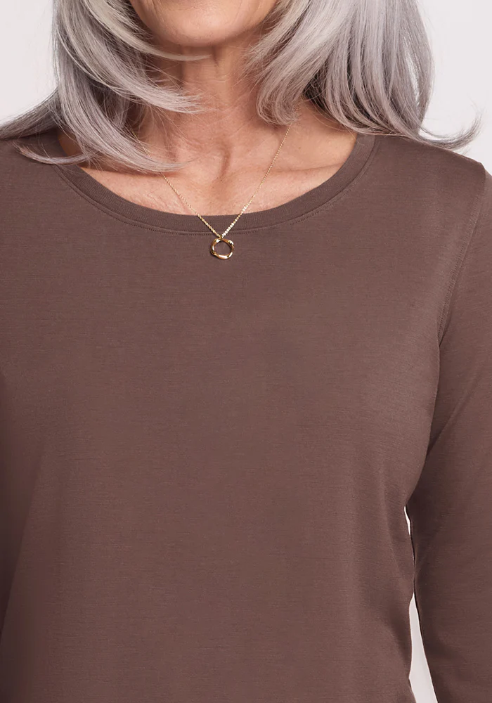 Jenny 3/4 Sleeve Crew Neck - Peppercorn - Image 3