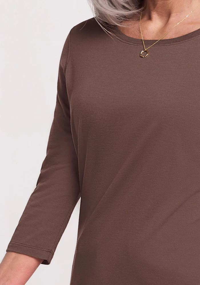 Jenny 3/4 Sleeve Crew Neck - Peppercorn - Image 4