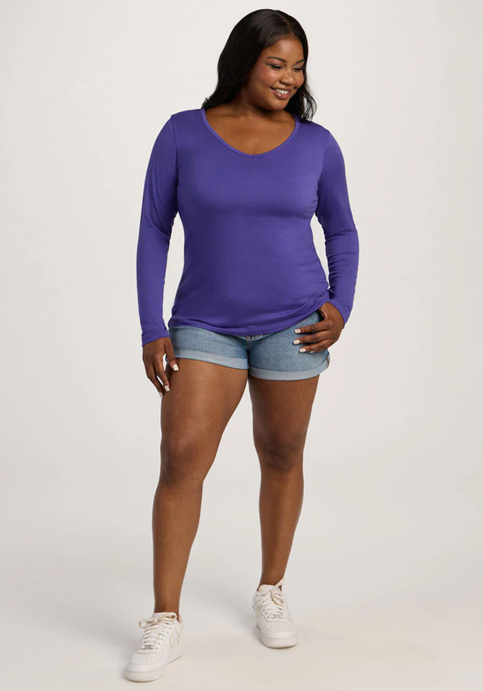 Layla V Neck Top - Berry Indigo - Image 10