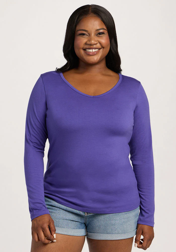 Layla V Neck Top - Berry Indigo - Image 7