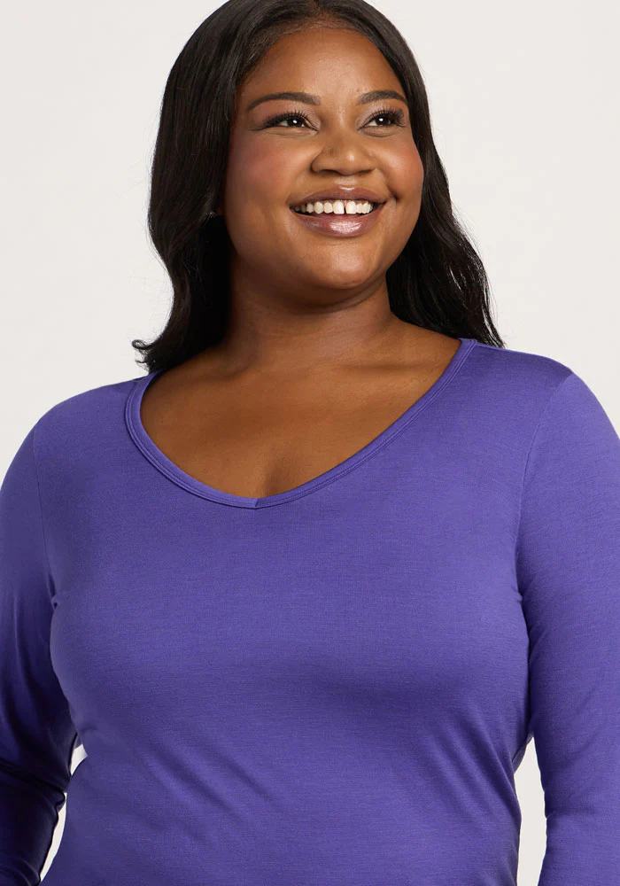 Layla V Neck Top - Berry Indigo - Image 9