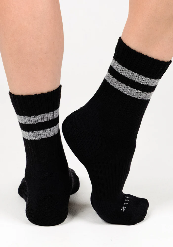 Womens Varsity Mini Crew Socks - Black Volt - Image 5