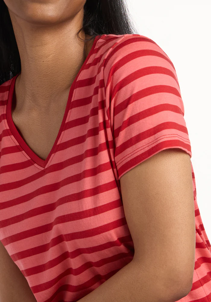 Junie V Neck - Wildberry Stripe - Image 3