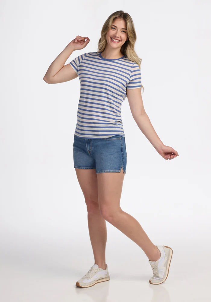 Liza Crew Neck Tee - Blue Sand Stripe - Image 4