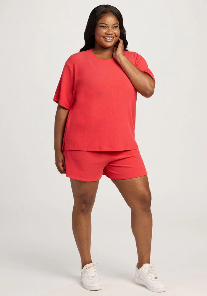 Delia Ribbed Short Sleeve - Hibiscus - Image 9