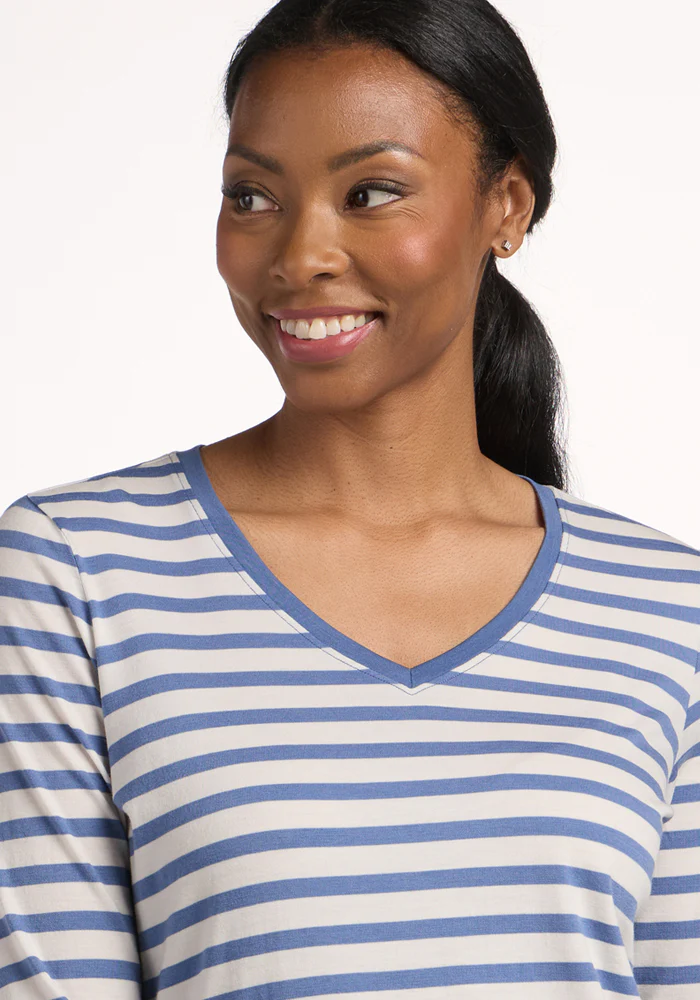 Millie Long Sleeve - Blue Sand Stripe - Image 2