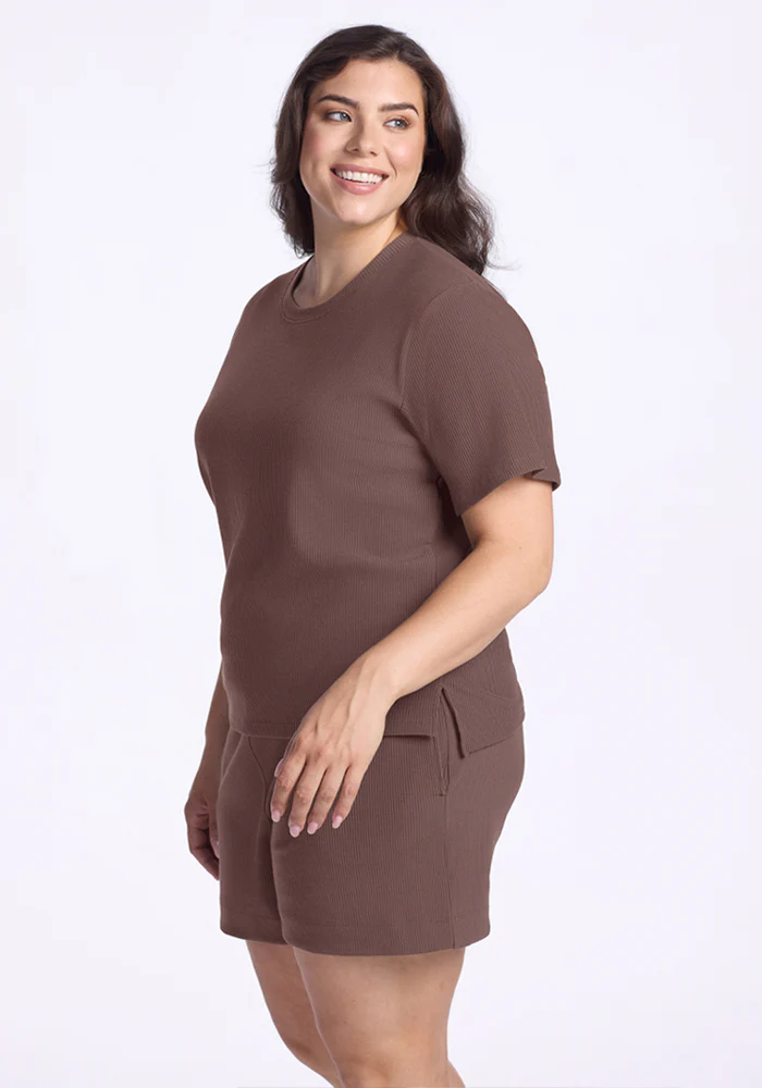 Delia Ribbed Short Sleeve - Peppercorn - Image 11