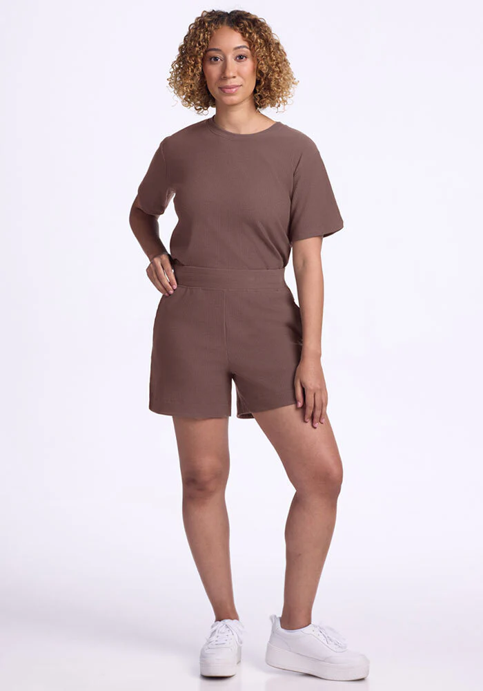 Maisey Ribbed Shorts - Peppercorn - Image 5