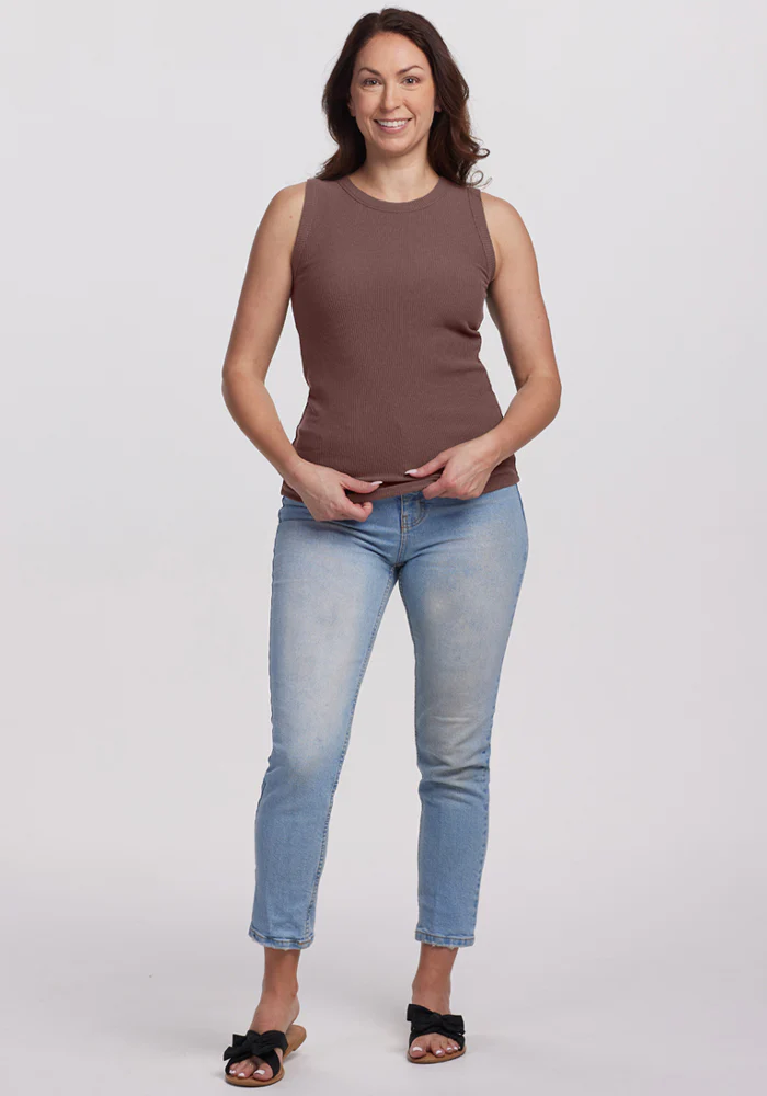 Raegan Ribbed Tank Top - Peppercorn - Image 3