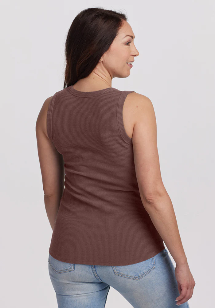Raegan Ribbed Tank Top - Peppercorn - Image 4