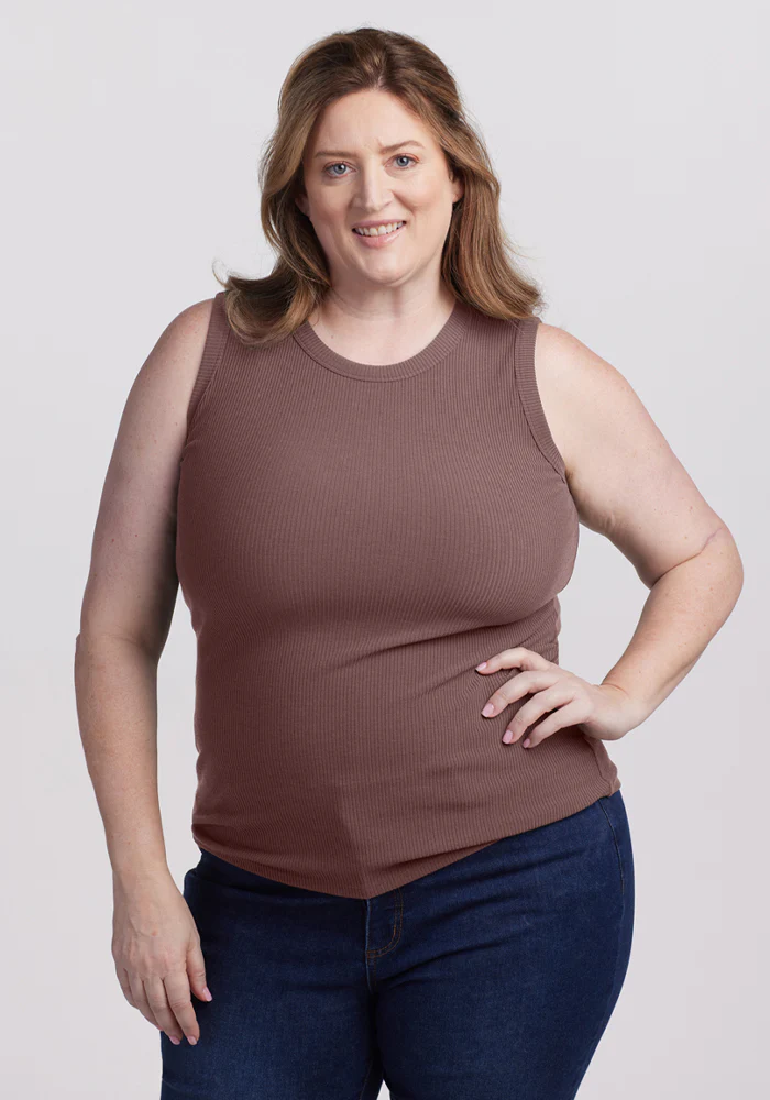 Raegan Ribbed Tank Top - Peppercorn - Image 5