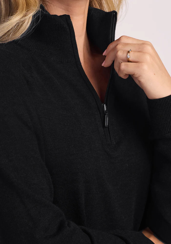 Collins Half Zip Sweater - Black - Image 2
