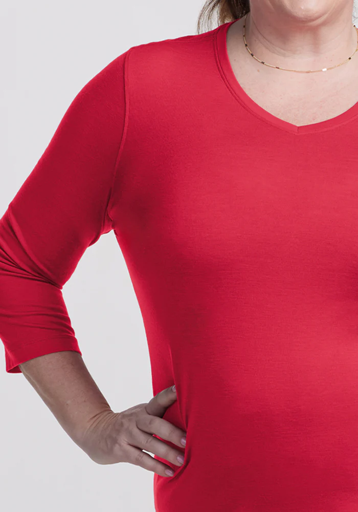 Elena 3/4 Sleeve V Neck - Berry Ice Pop - Image 7