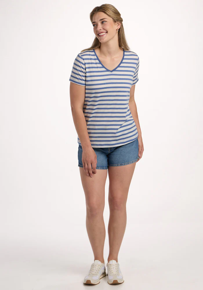 Junie V Neck - Blue Sand Stripe - Image 4